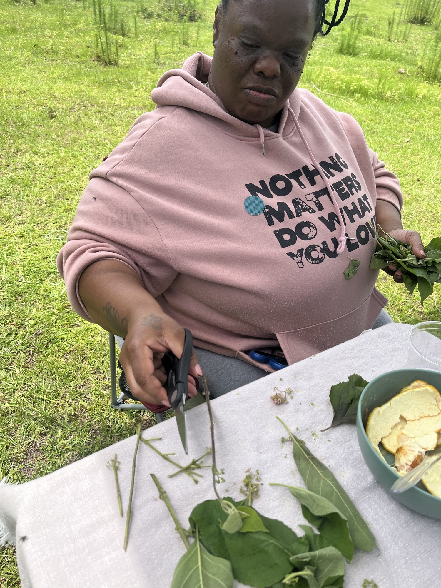 Shanta preparing her solar infusion jar