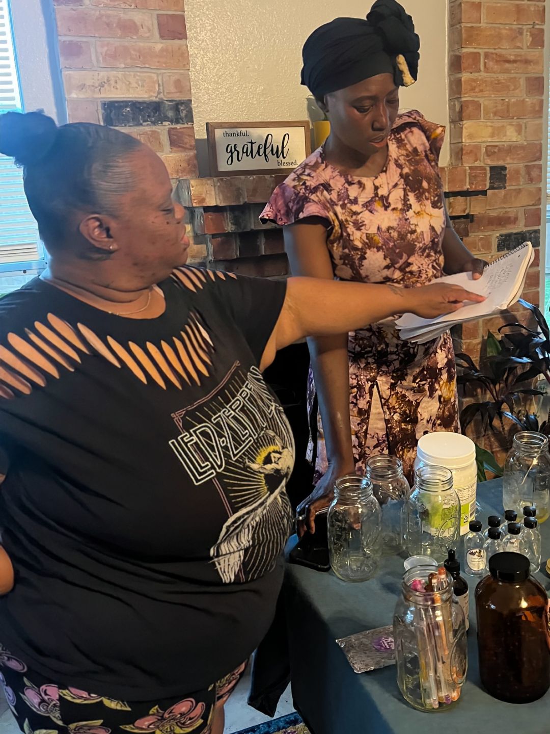 Teaching moment around the worktable